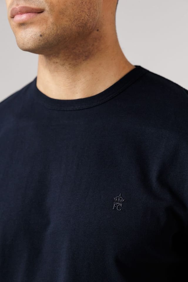 French Connection French Connection Men's Cotton T-Shirt & Shorts Co Ord Set in Navy - 3