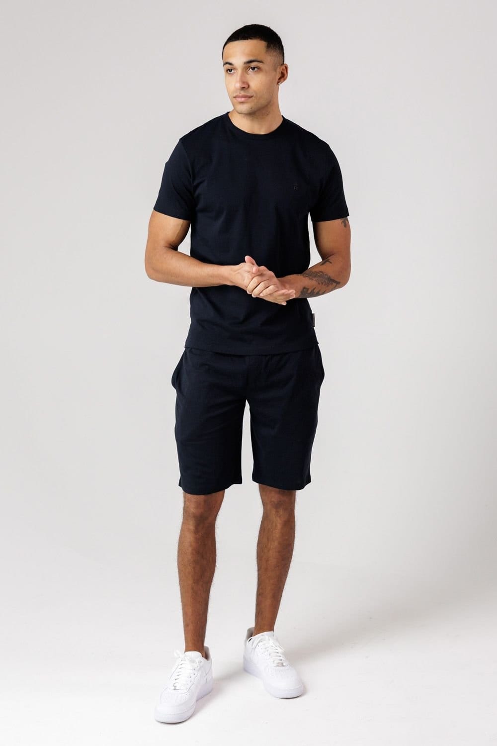 French Connection French Connection Men's Cotton T-Shirt & Shorts Co Ord Set in Navy - 4