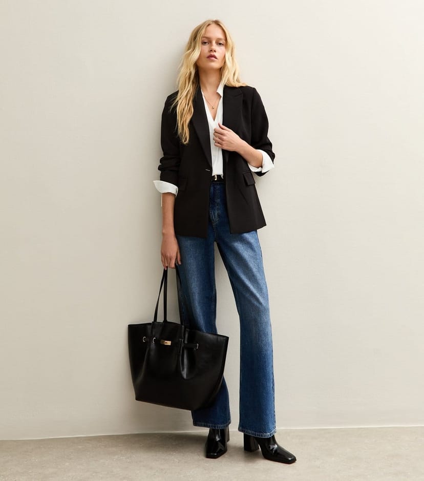 New Look Women's Black Single Breasted Blazer Jacket New Look - 1