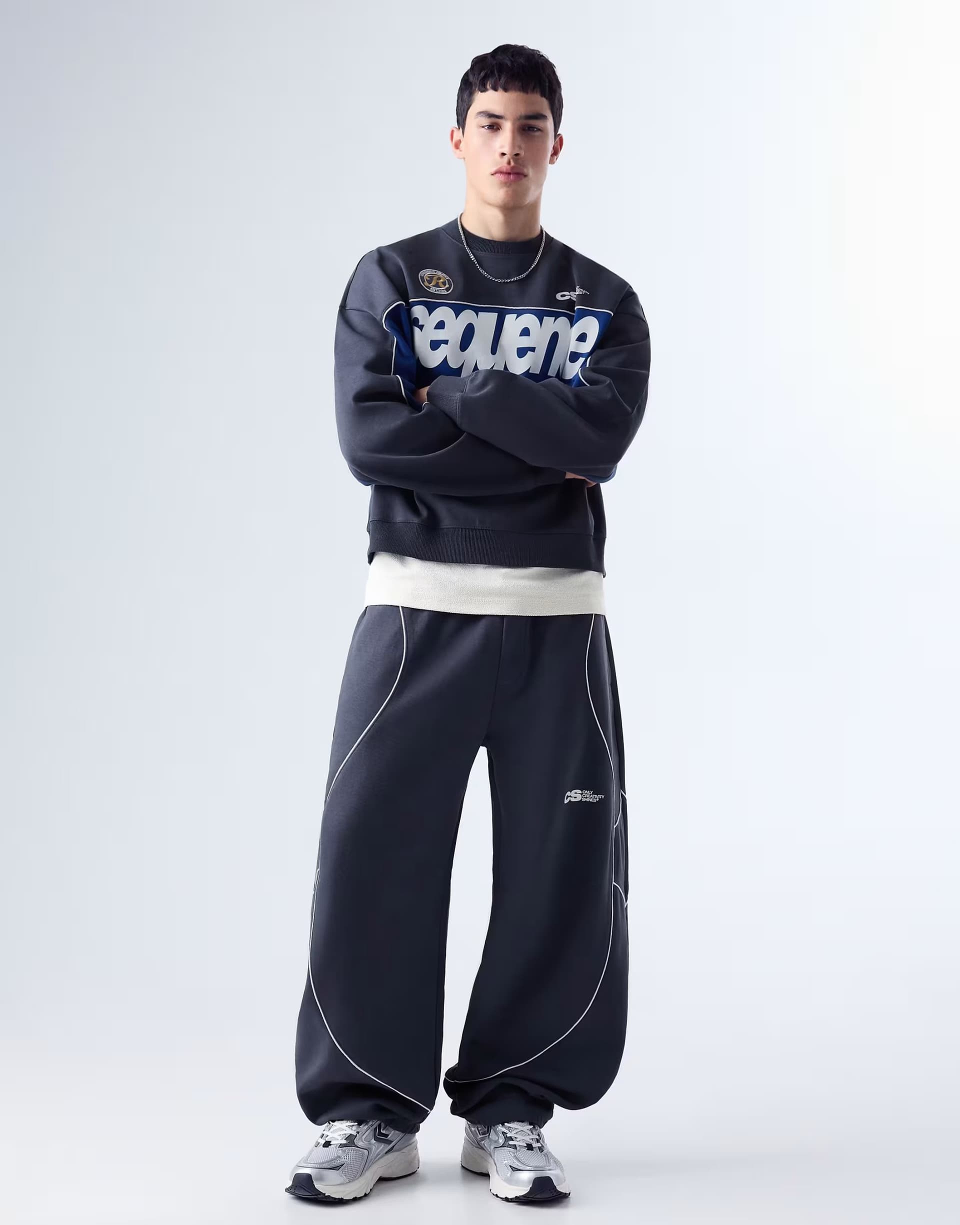 ASOS ASOS Balloon Plush Print Denim Blue Trousers