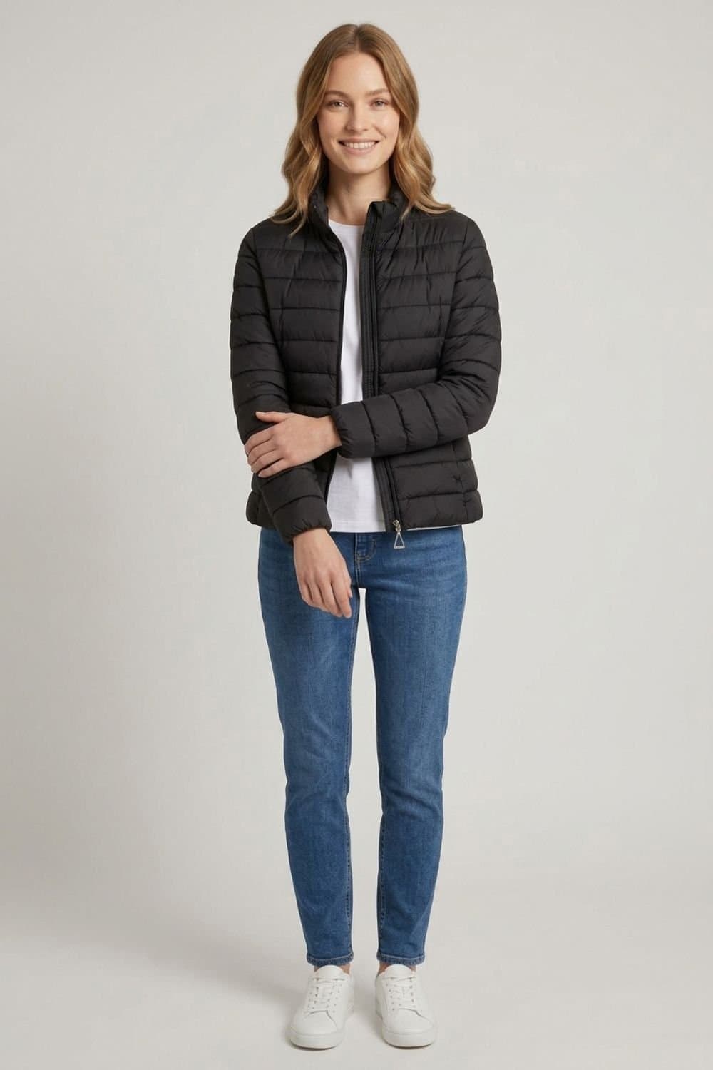 Izabel London Izabel London Women's High Neck Zip-Up Padded Puffer Jacket in Black