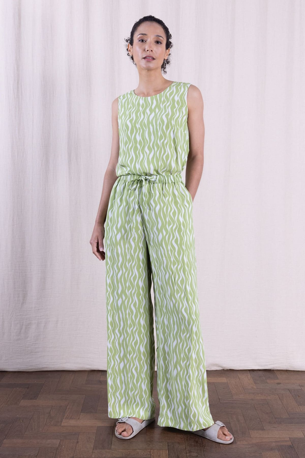 Nomads Clothing Nomads Clothing Women's Women Wide Leg Viscose Trousers in Light Green - 1
