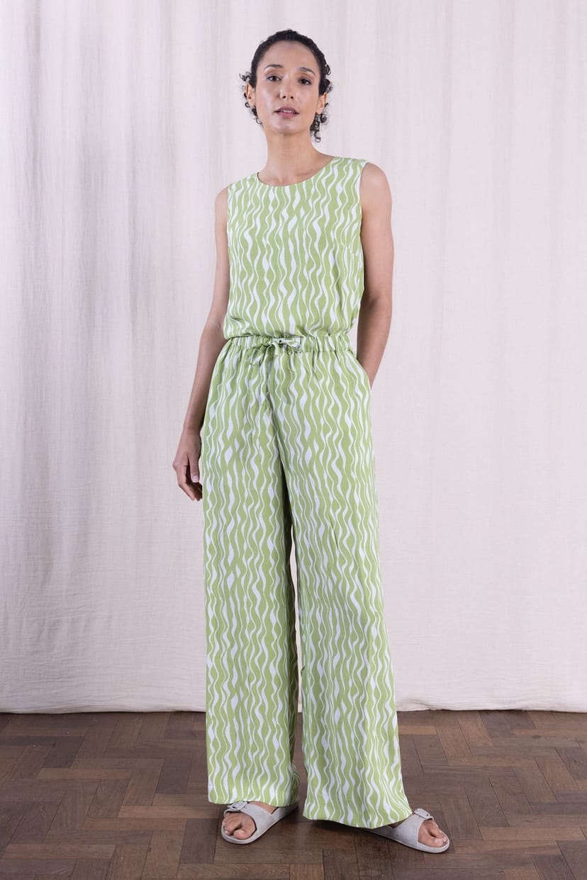 Nomads Clothing Nomads Clothing Women's Women Wide Leg Viscose Trousers in Light Green - 1