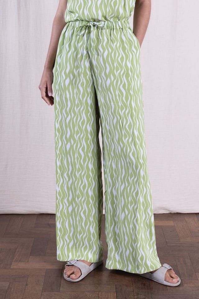 Nomads Clothing Nomads Clothing Women's Women Wide Leg Viscose Trousers in Light Green - 2