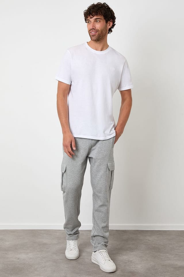 Threadbare Threadbare Men's Cargo Joggers in Light Grey - 3