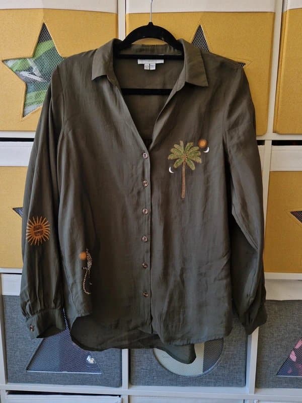 Never Fully Dressed Never fully dressed women's Khaki Running Wild Miley Shirt size 10