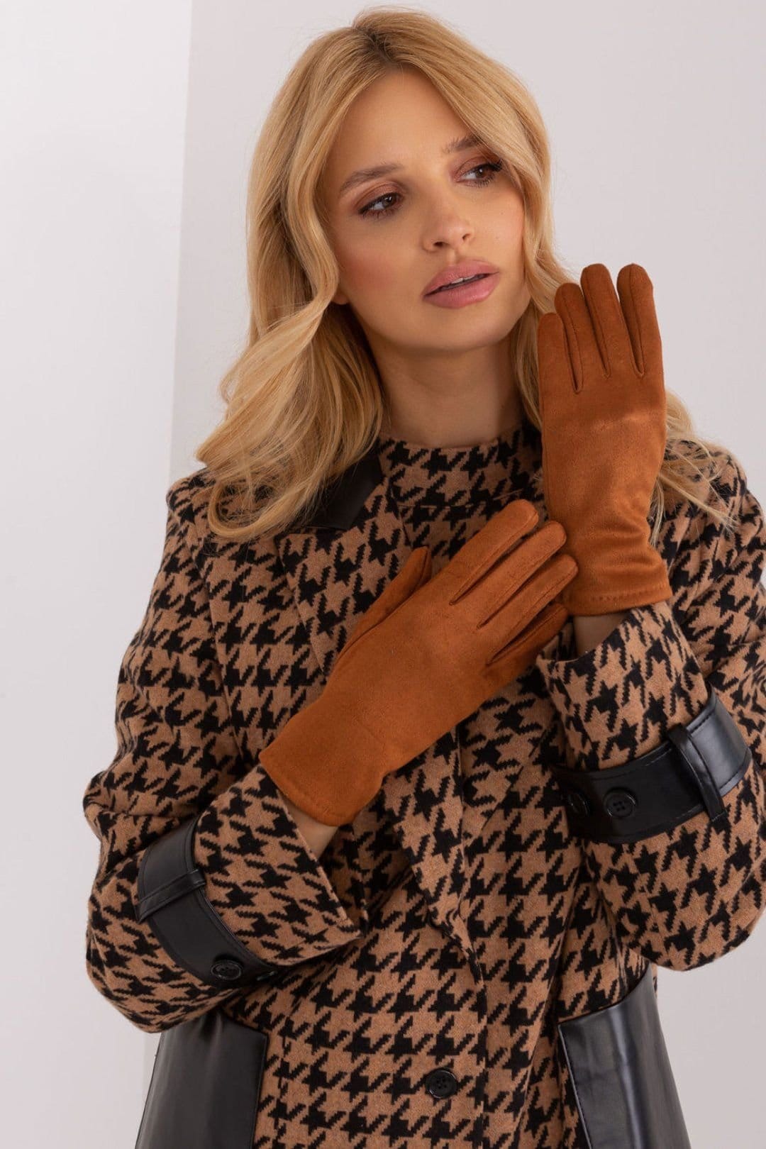 Love Lace Love Lace Women's Elegant Smooth Insulated Touchscreen Gloves With Embroidered Flower in Brown - 4