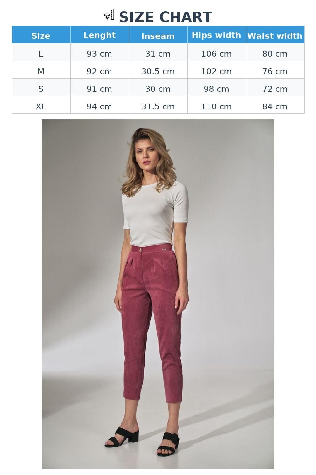 Love Lace Love Lace Women's Corduroy Pleated Waist Tapered Trousers in Pink - 4