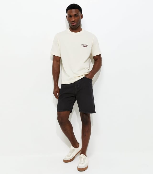 jack & jones Men's Black Regular Denim Shorts Jack & Jones New Look - 3