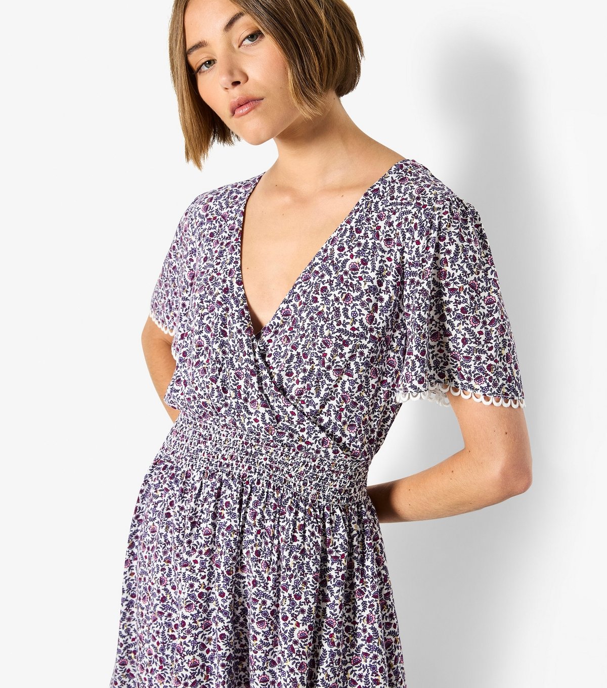 Apricot Women's Purple Ditsy Floral Wrap Mini Dress Apricot New Look - 4