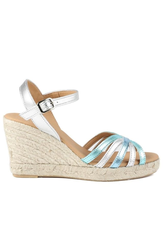 Jones Bootmaker Jones Bootmaker Women's Alivia2 Leather Wedge Heel Espadrilles in Metallics - 2