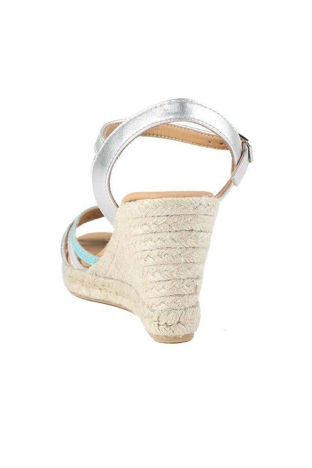 Jones Bootmaker Jones Bootmaker Women's Alivia2 Leather Wedge Heel Espadrilles in Metallics - 3