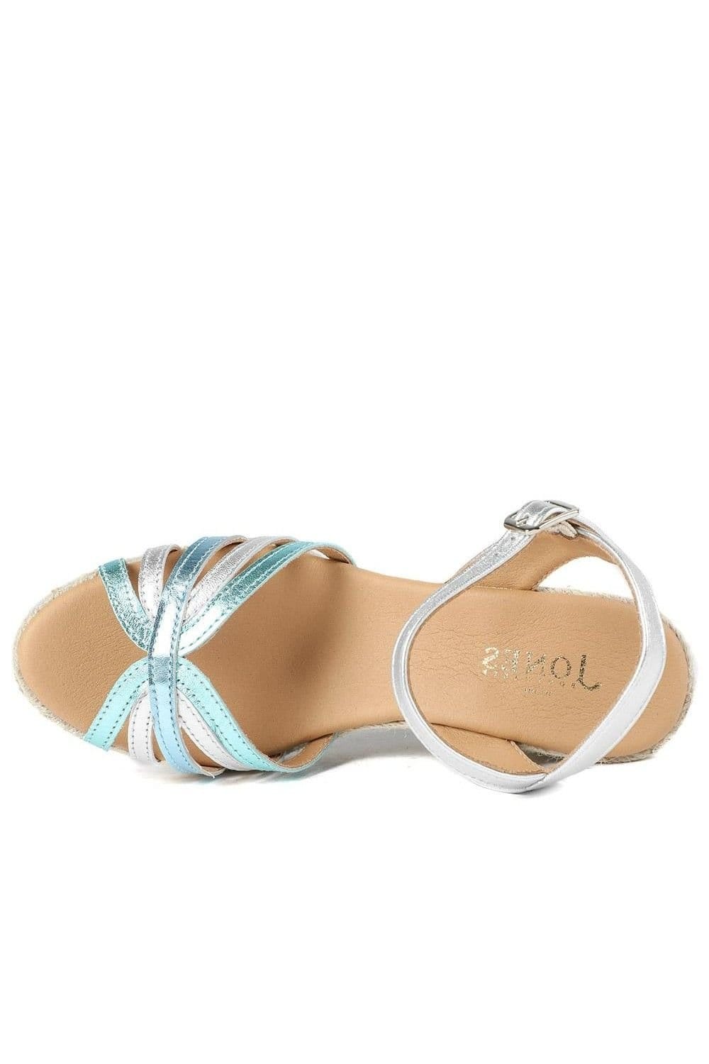 Jones Bootmaker Jones Bootmaker Women's Alivia2 Leather Wedge Heel Espadrilles in Metallics - 4