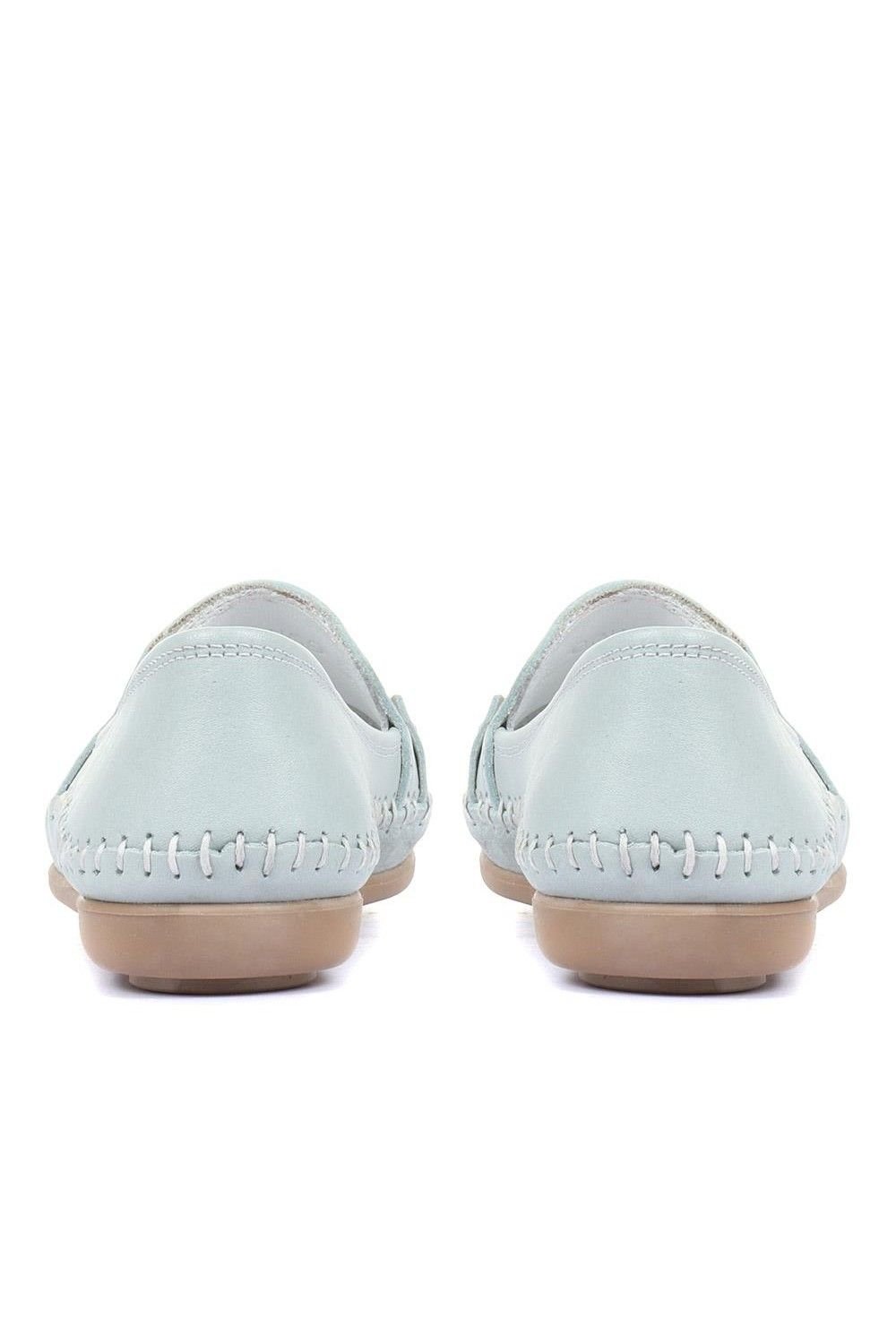 Pavers Pavers Women's Leather Slip-On Pumps in Pale Blue - 3