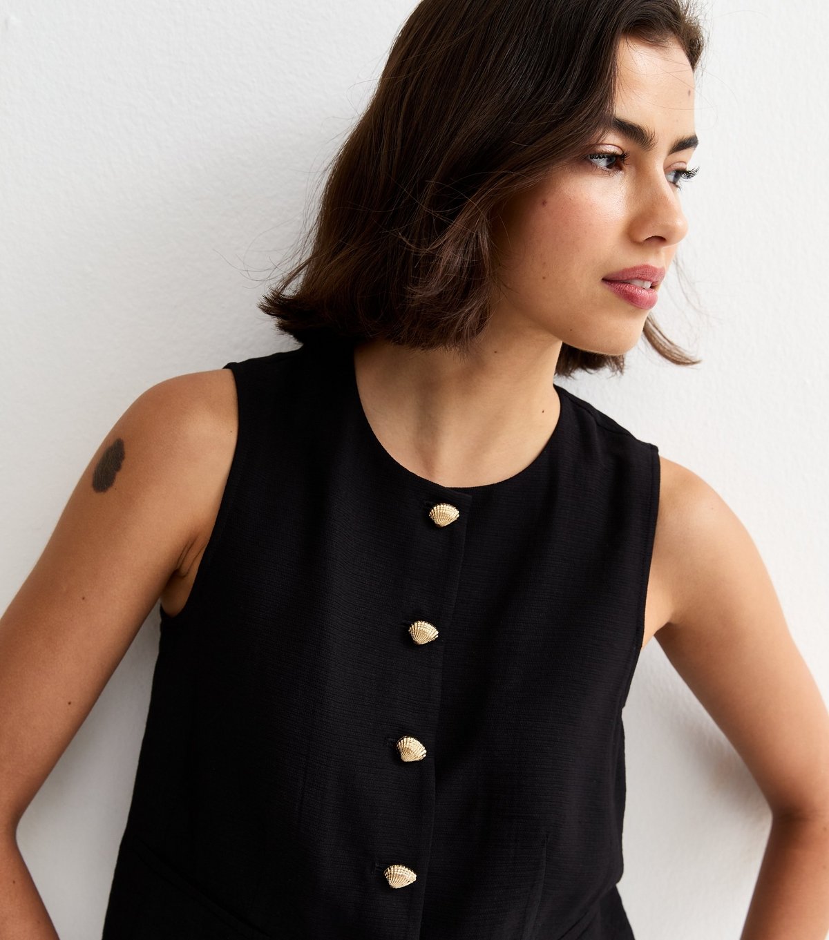 New Look Women's Black Shell Button Waistcoat New Look - 2