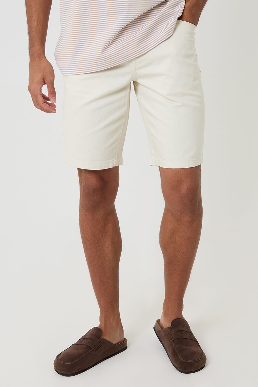 Threadbare Threadbare Men's Turn Up Denim Shorts in Natural