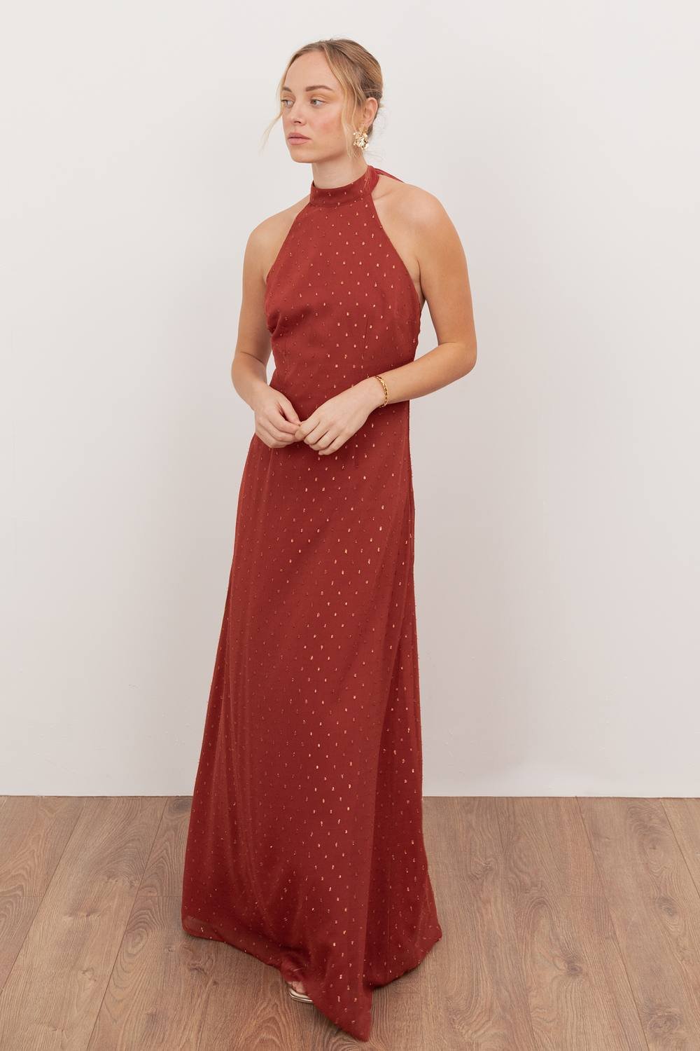 Anaya with Love Anaya with Love Women's Self-Tie Halter Neck Open Back Maxi Dress in Red - 3