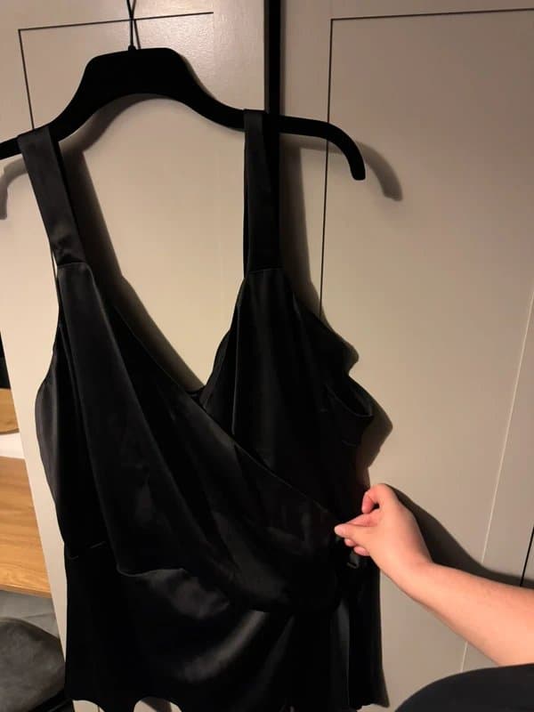 New Look New look black silk wrap tie top
