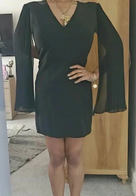 River Island River Island Cape little black dress christmas new years . Open sleeve  size 18