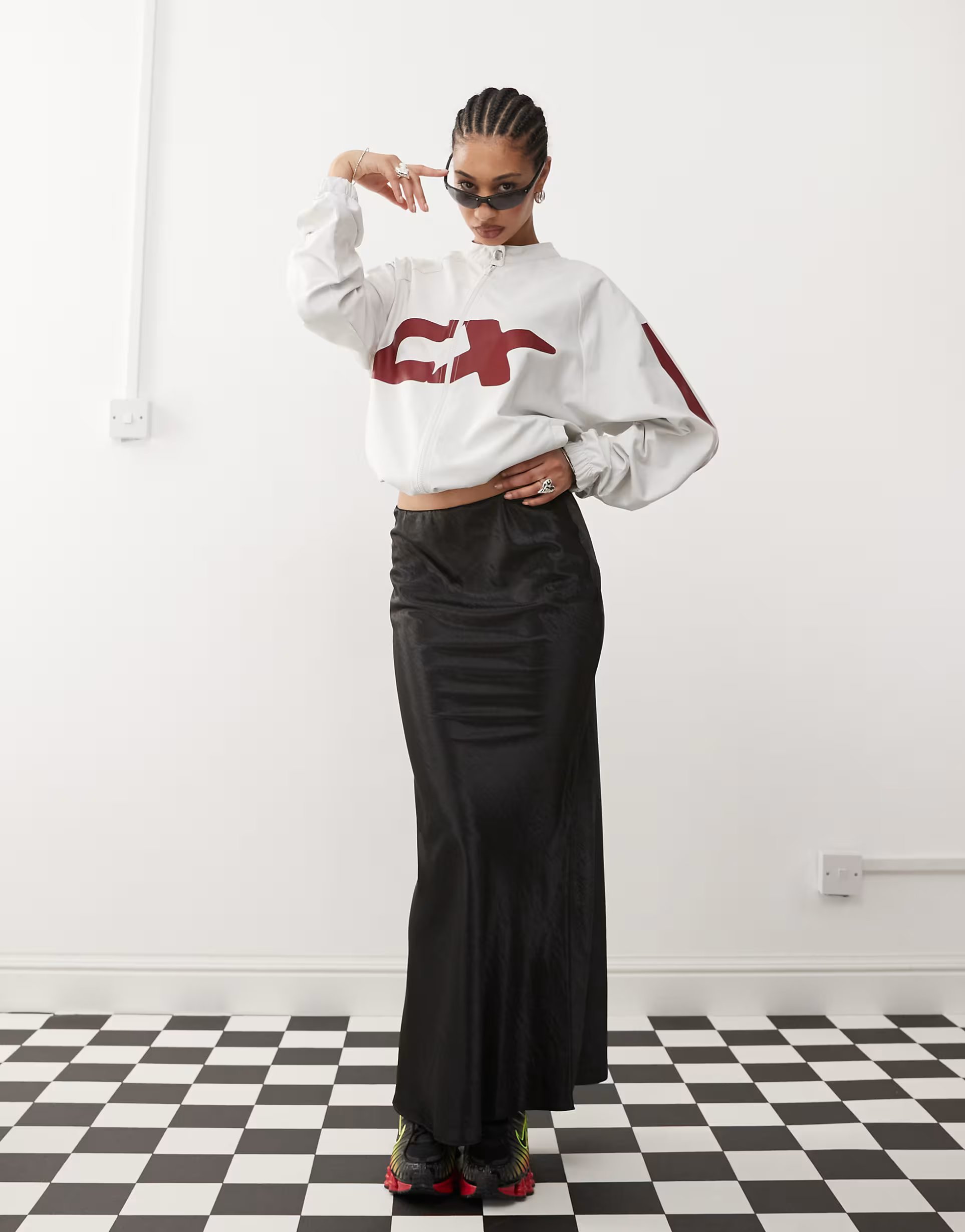 ASOS COLLUSION satin slip maxi skirt in black - 1