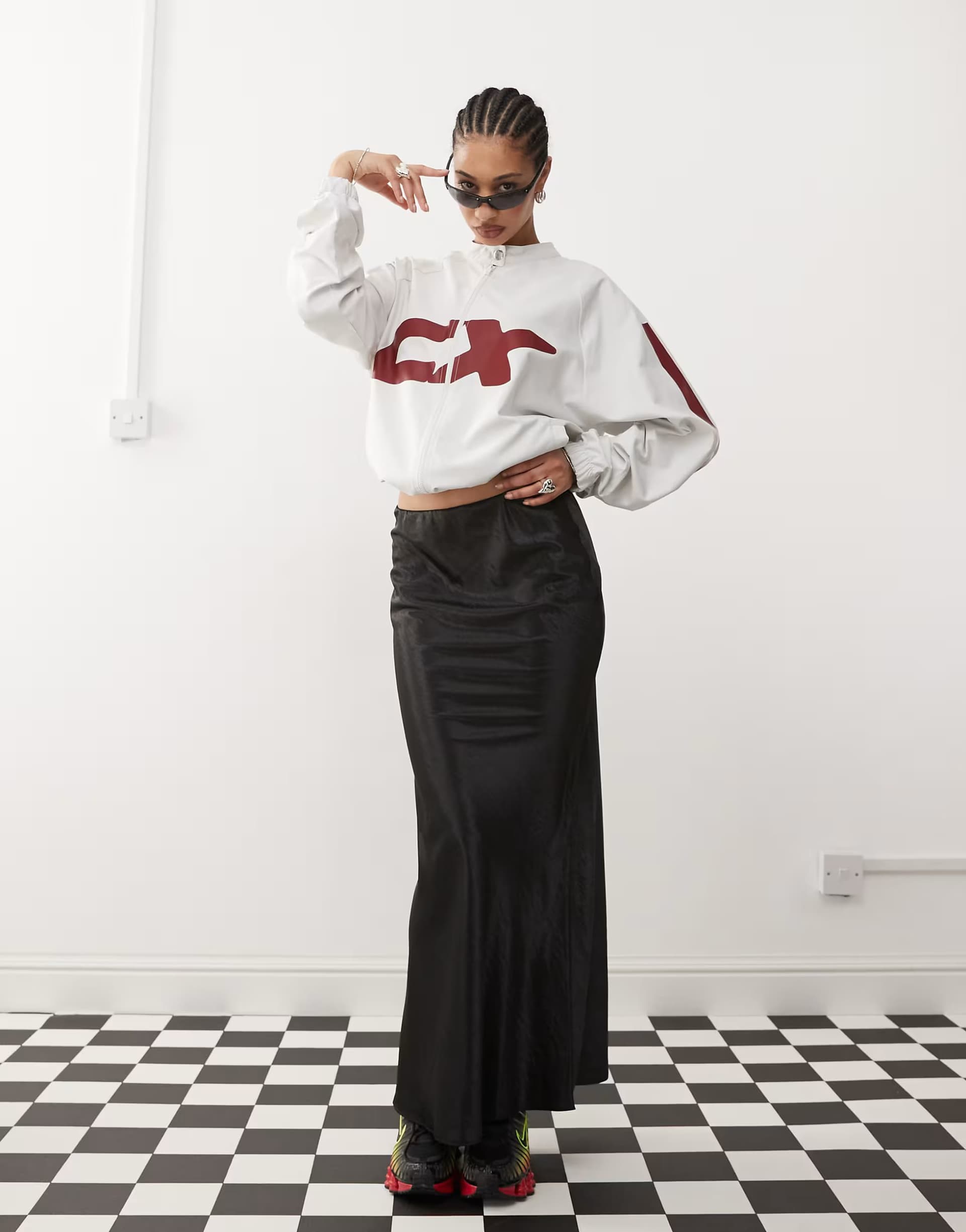 ASOS COLLUSION satin slip maxi skirt in black