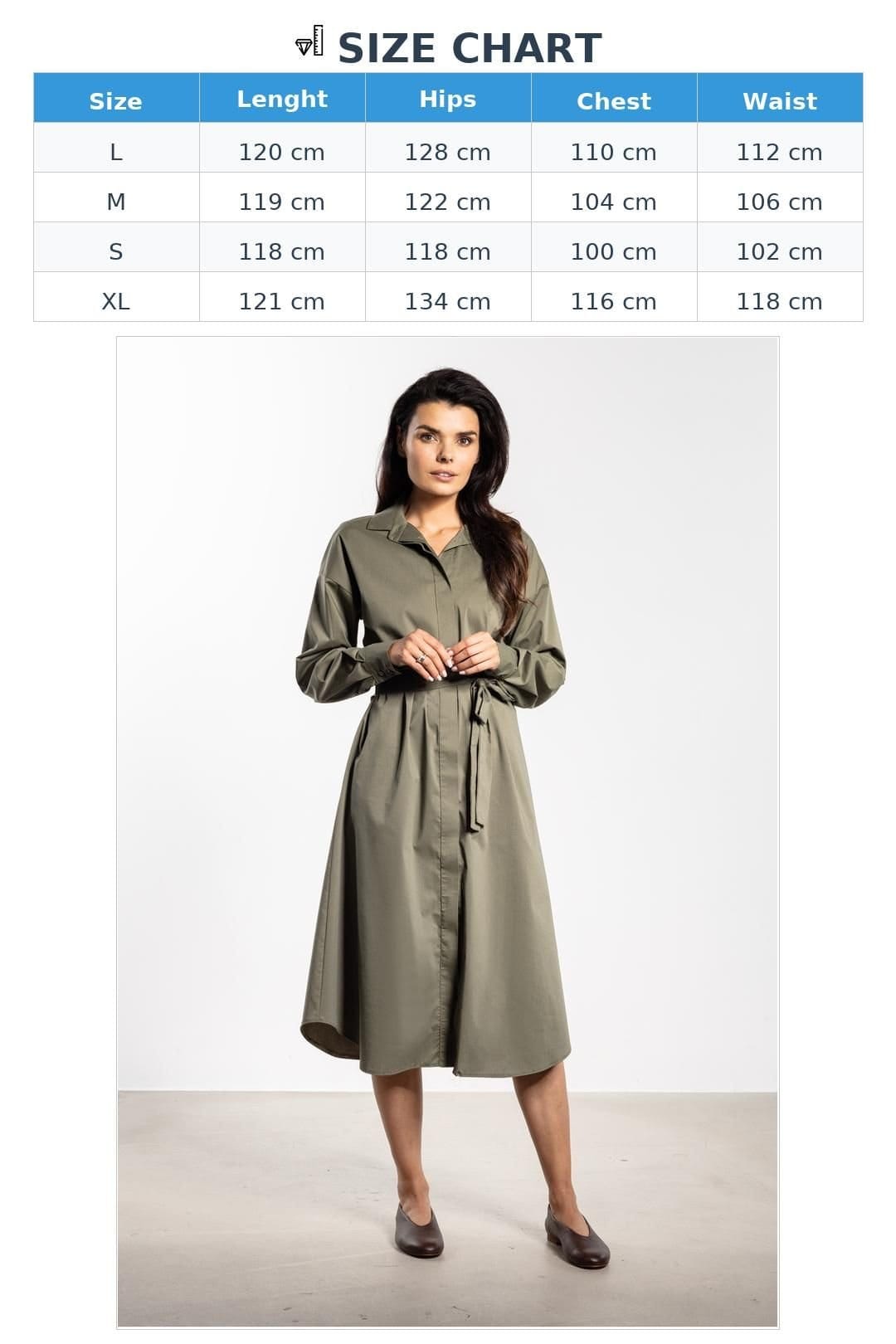 Love Lace Love Lace Women's Belted Shirt Style Midi Button Dress in Green - 4