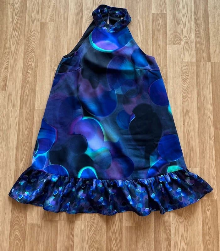 French Connection French Connection Eva Harlow Satin Dress Cobalt Violet Multi Brand New With Tags UK 8