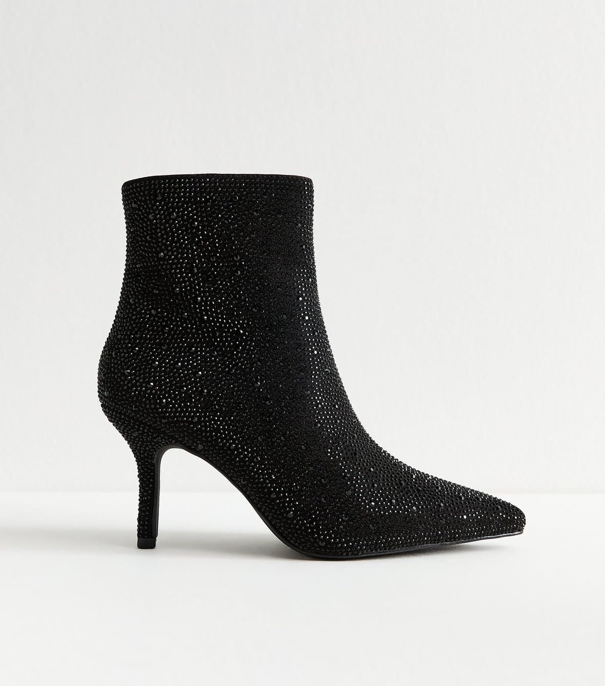 New Look New Look Black Diamante Embellished Point Toe Boots