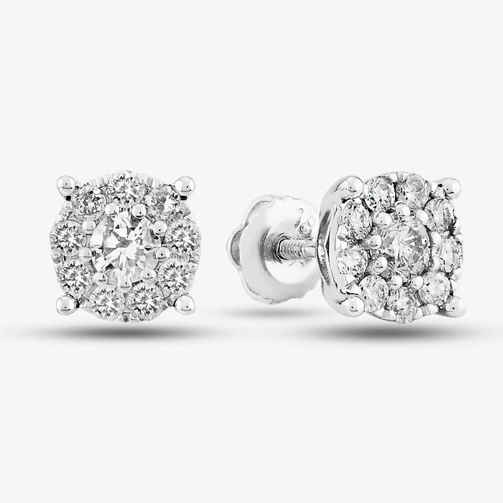 T.H.Baker T.H.Baker Women's 18ct White Gold 1.00ct Diamond Round Cluster Jewellery Set TH0134622 in Silver - 3