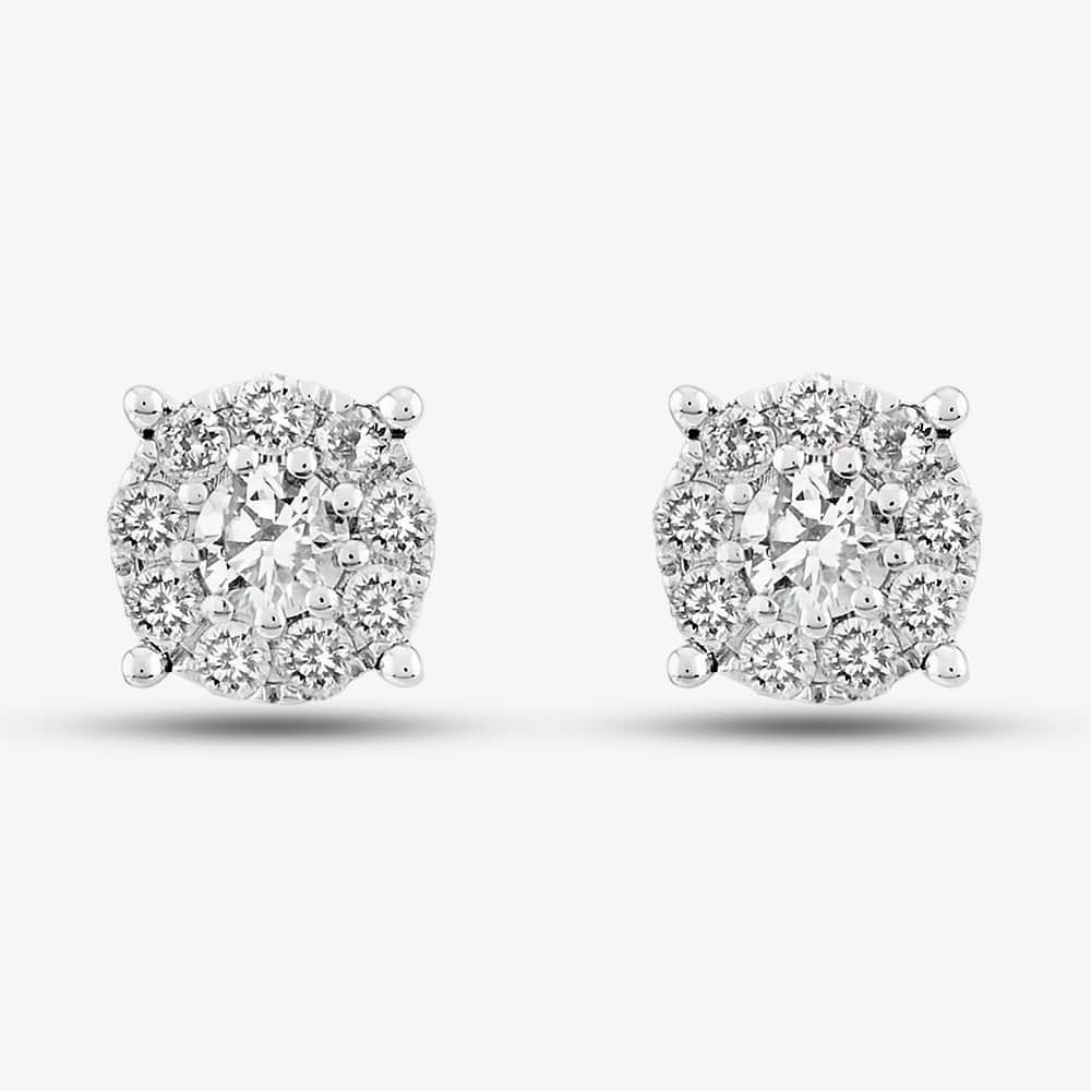 T.H.Baker T.H.Baker Women's 18ct White Gold 1.00ct Diamond Round Cluster Jewellery Set TH0134622 in Silver - 4