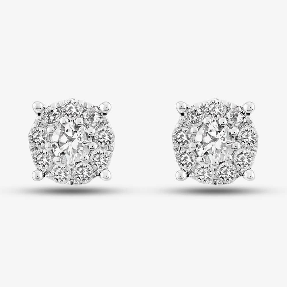 T.H.Baker T.H.Baker Women's 18ct White Gold 1.00ct Diamond Round Cluster Jewellery Set TH0134622 in Silver - 4