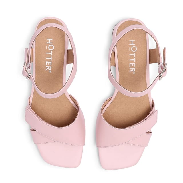 Hotter Hotter Women's 'Riviera' Block Heel Sandals in Light Pink - 3