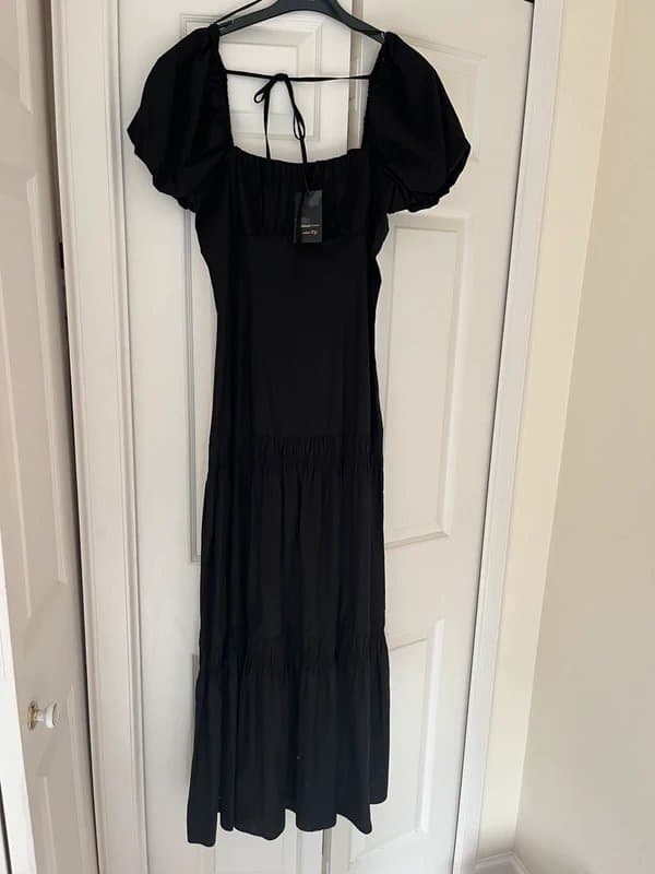 River Island Open to offer- New with tags Cotton river island black midi dress square neck tiered £49 price tag