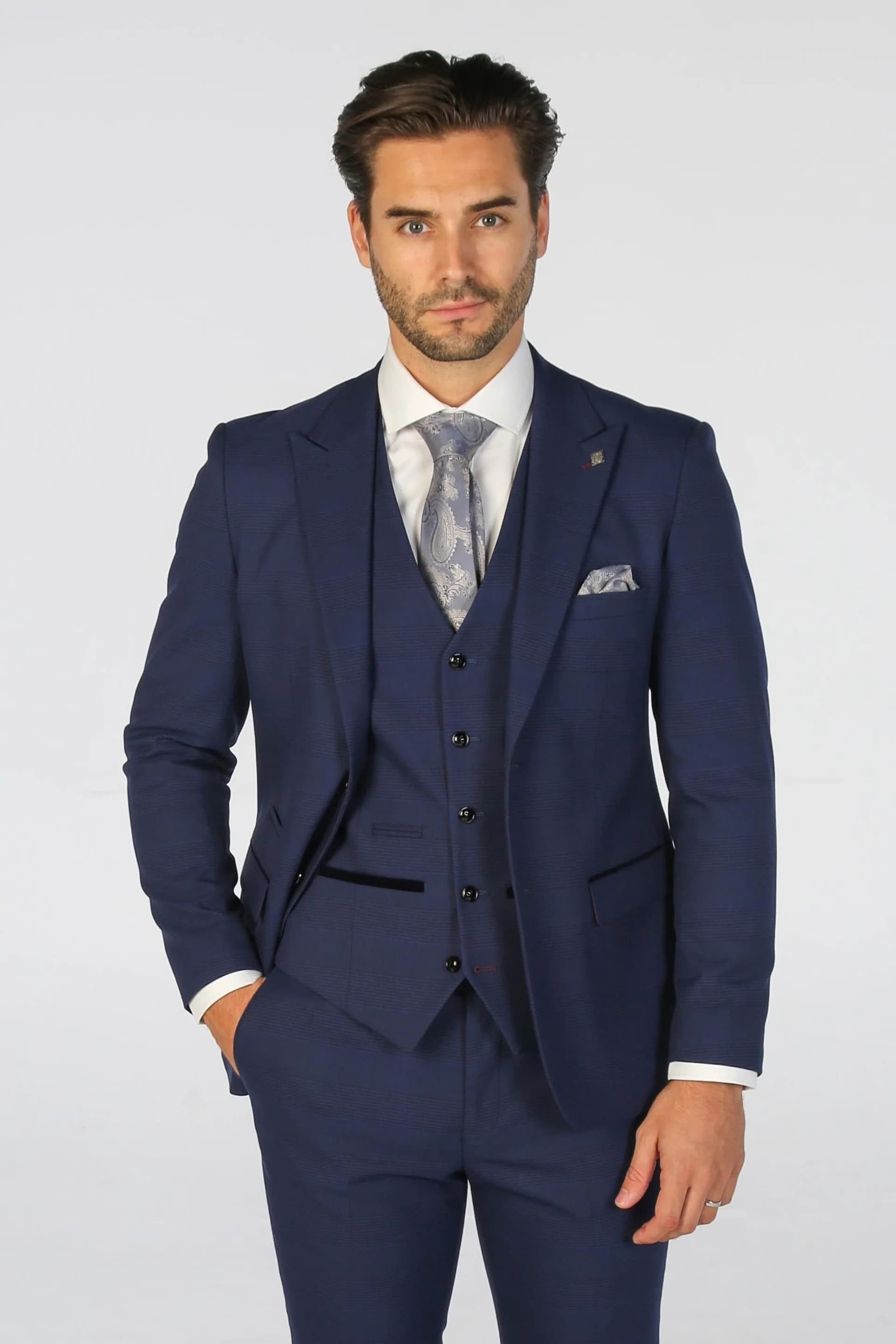 Paul Andrew Paul Andrew Men's Mark - 3 Piece Tweed Check Suit in Navy