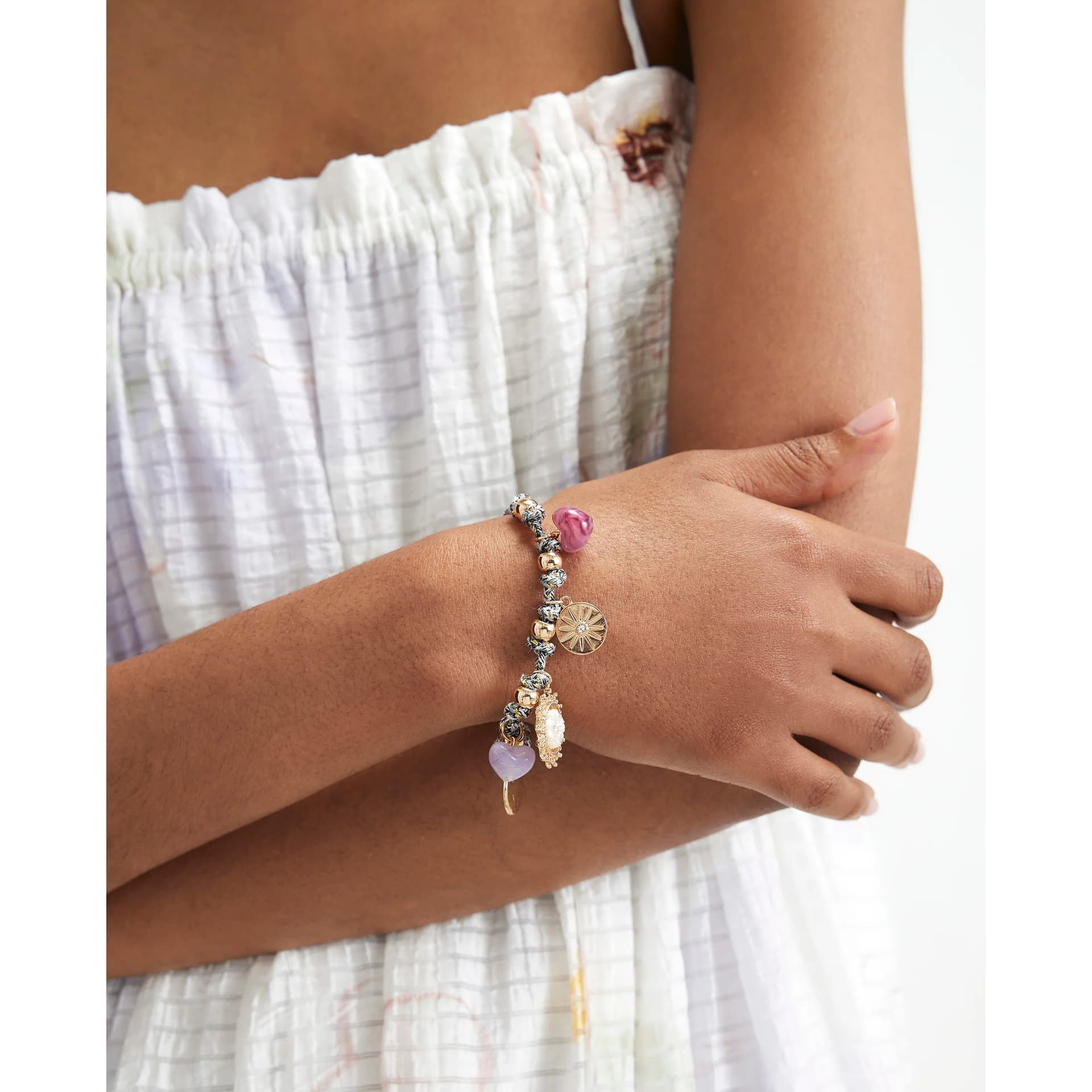River Island River Island Womens Gold Heart Charm Bracelet