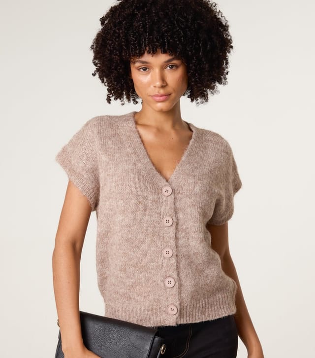 Blue Vanilla Women's Light Brown Knitted Cardigan Blue Vanilla New Look - 3
