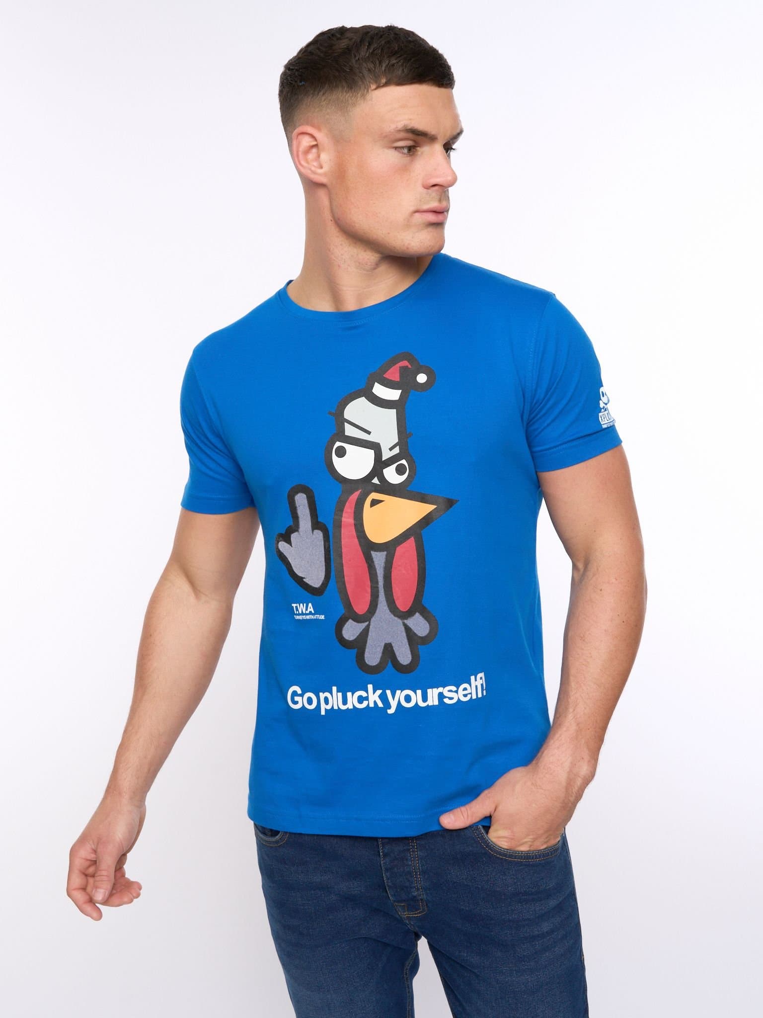 Xplicit Xplicit Men's Bad Turkey Xmas T-Shirt in Blue