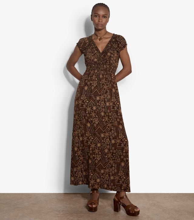 Apricot Women's Brown Floral Cap Sleeve Maxi Dress Apricot New Look - 2