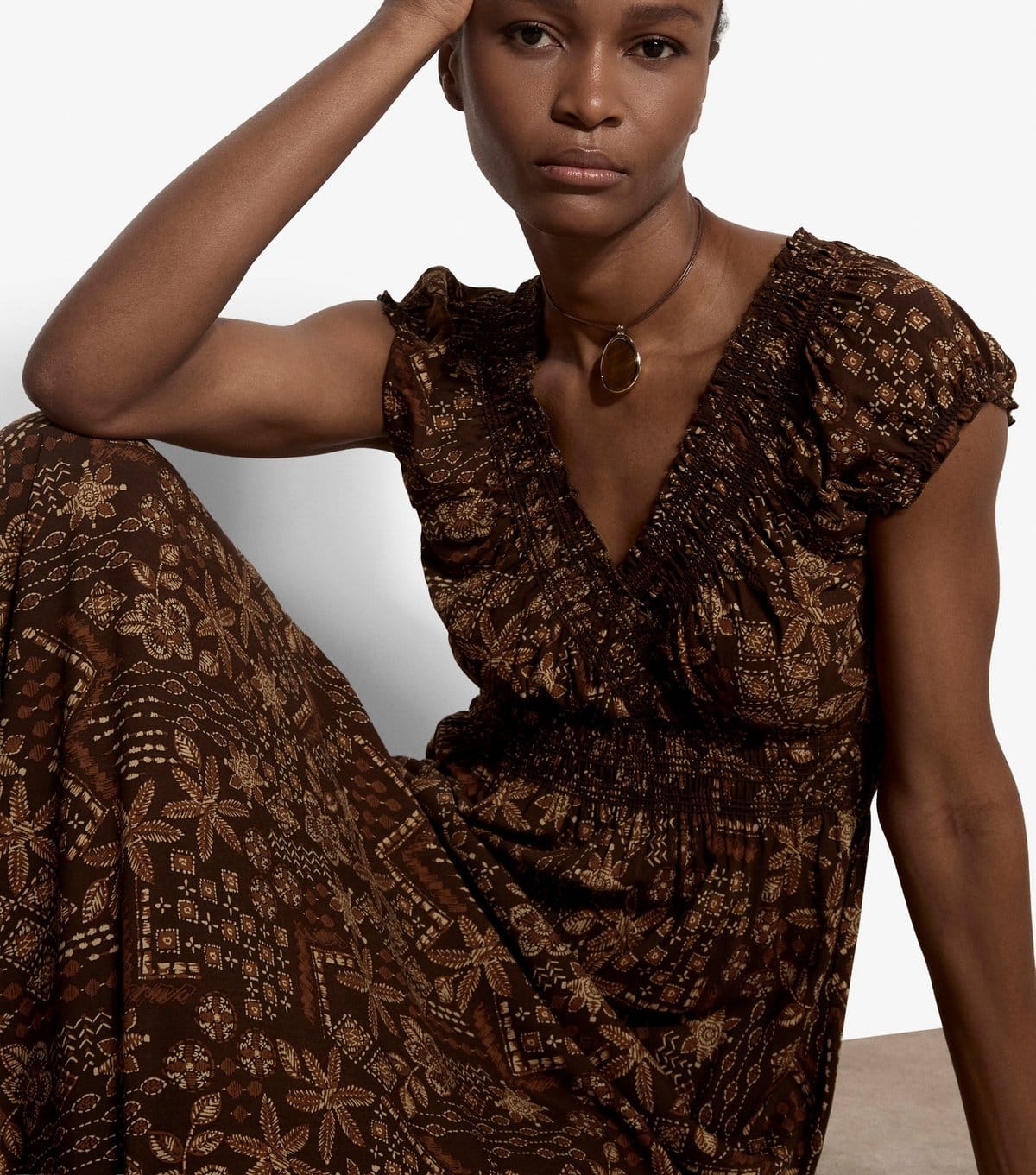Apricot Women's Brown Floral Cap Sleeve Maxi Dress Apricot New Look - 4