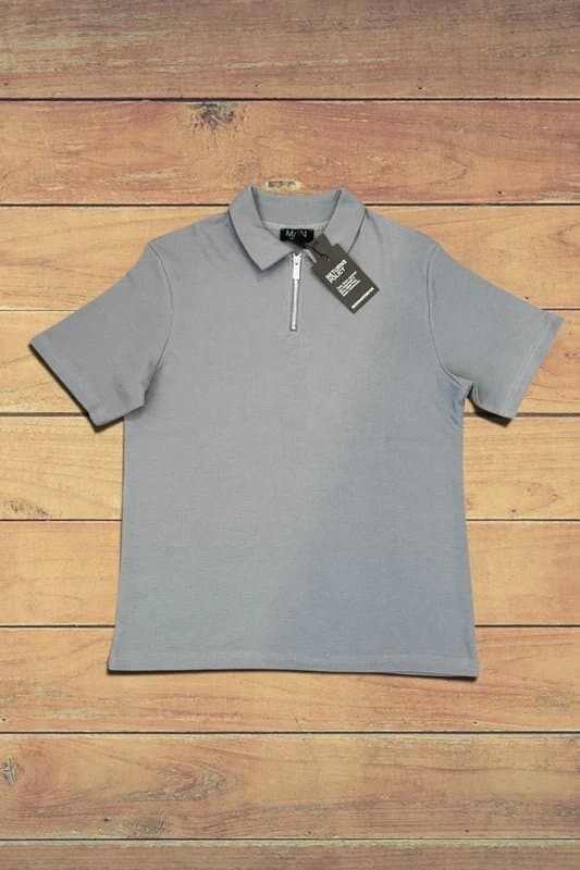 BoohooMAN BoohooMAN Waffle Knit Polo Shirt - Grey - M