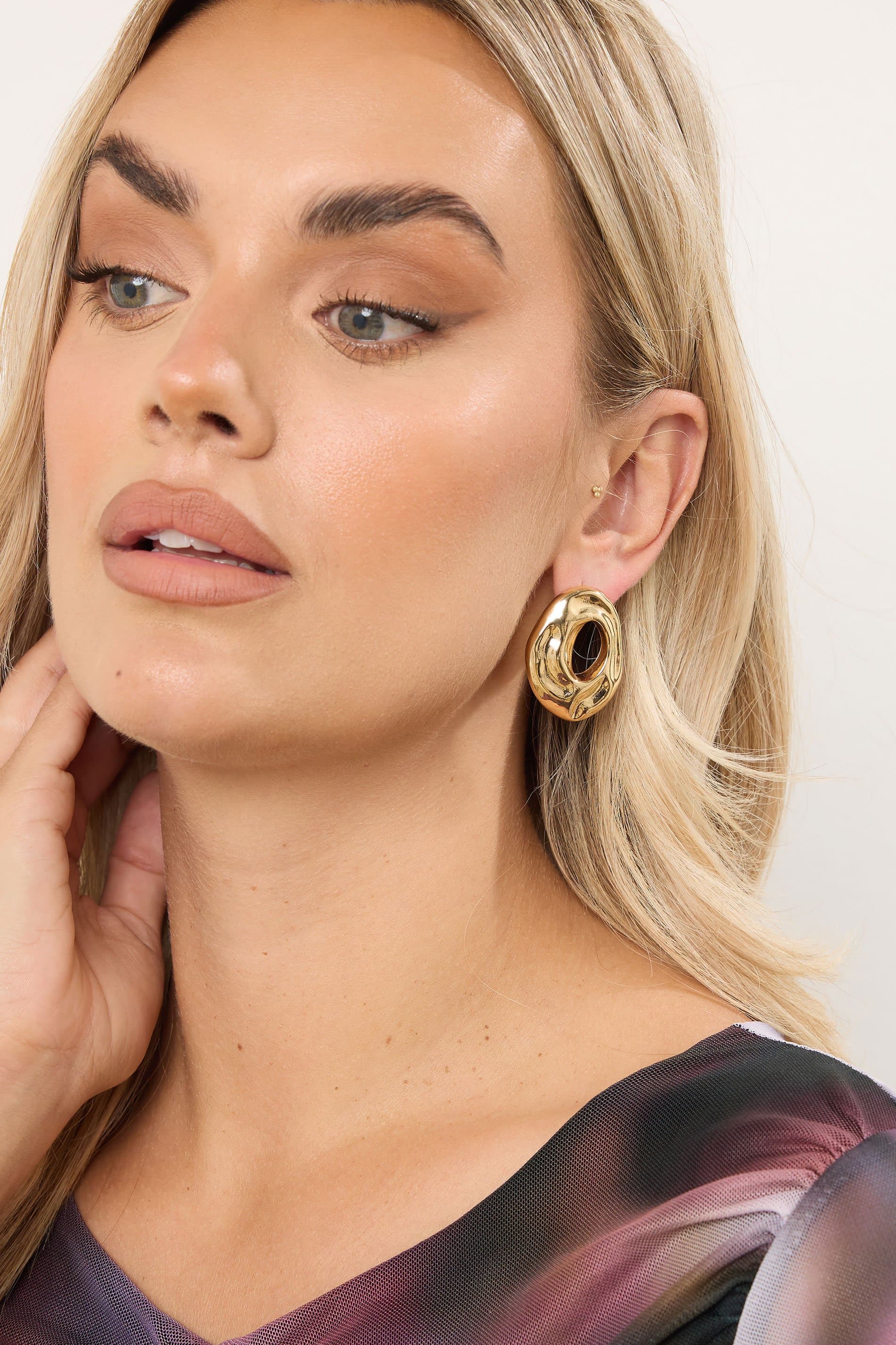Yours Gold Tone Oval Statement Stud Earrings