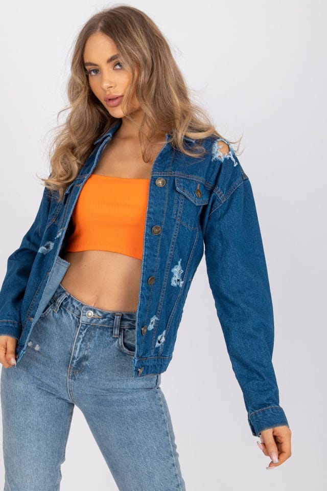 Love Lace Love Lace Women's Classic Blue Cotton Elastane Eyelet Jacket - 2
