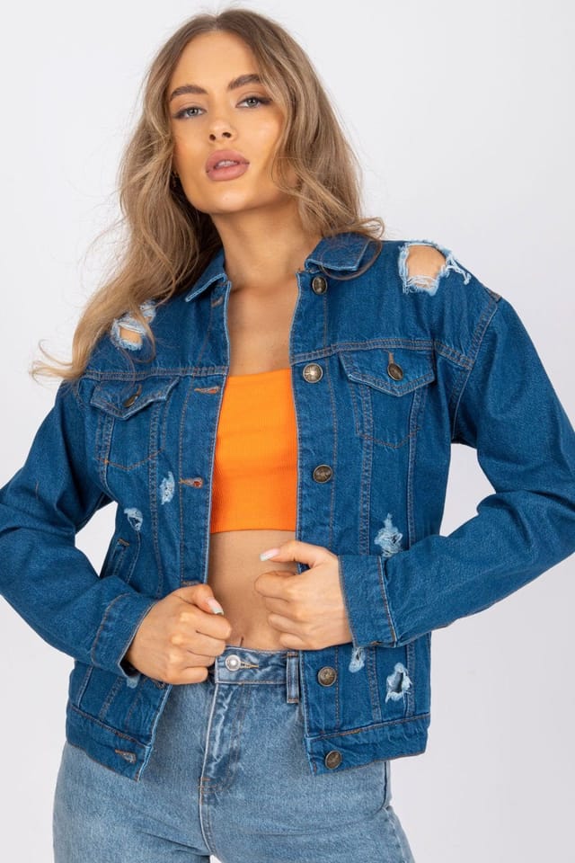 Love Lace Love Lace Women's Classic Blue Cotton Elastane Eyelet Jacket - 3