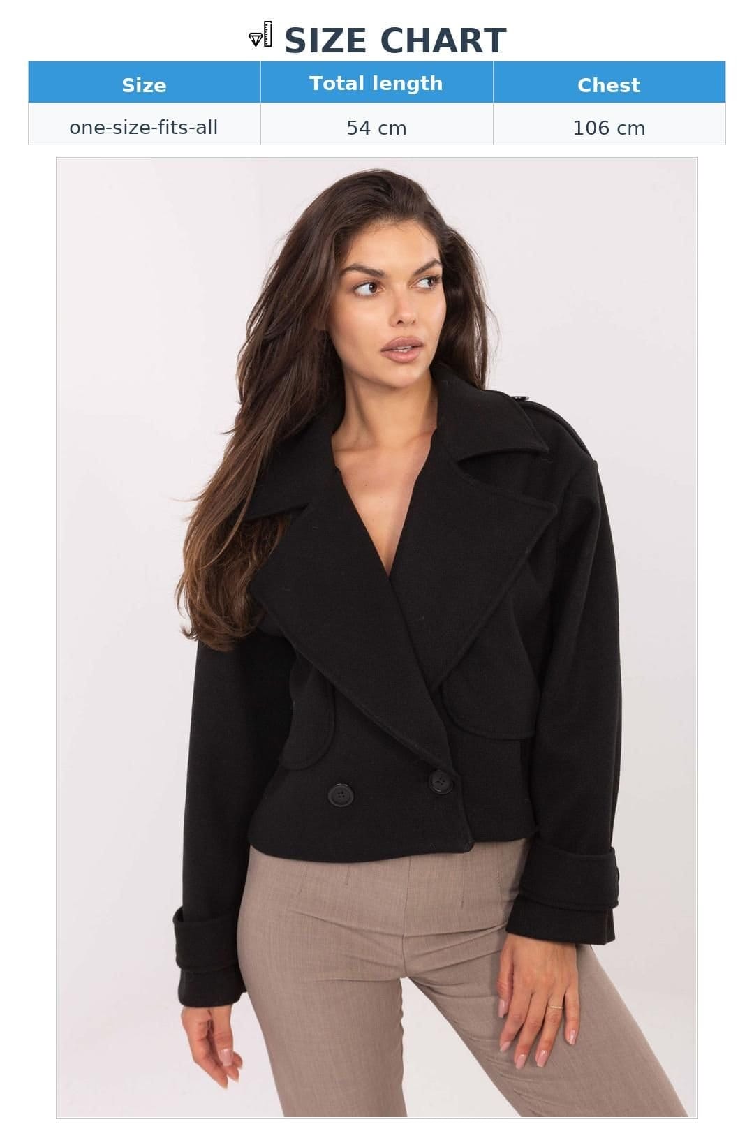 Love Lace Love Lace Women's Short Double Breasted Trench Coat with Lapels in Black - 4