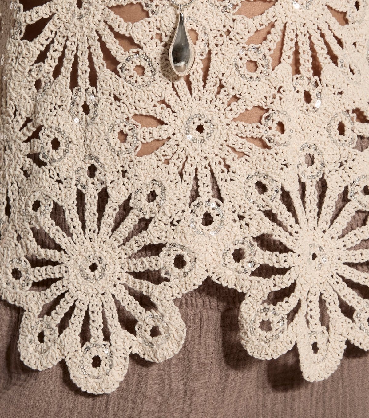 Apricot Women's Cream Crochet Cotton Rich Floral Sequin Top Apricot New Look - 4