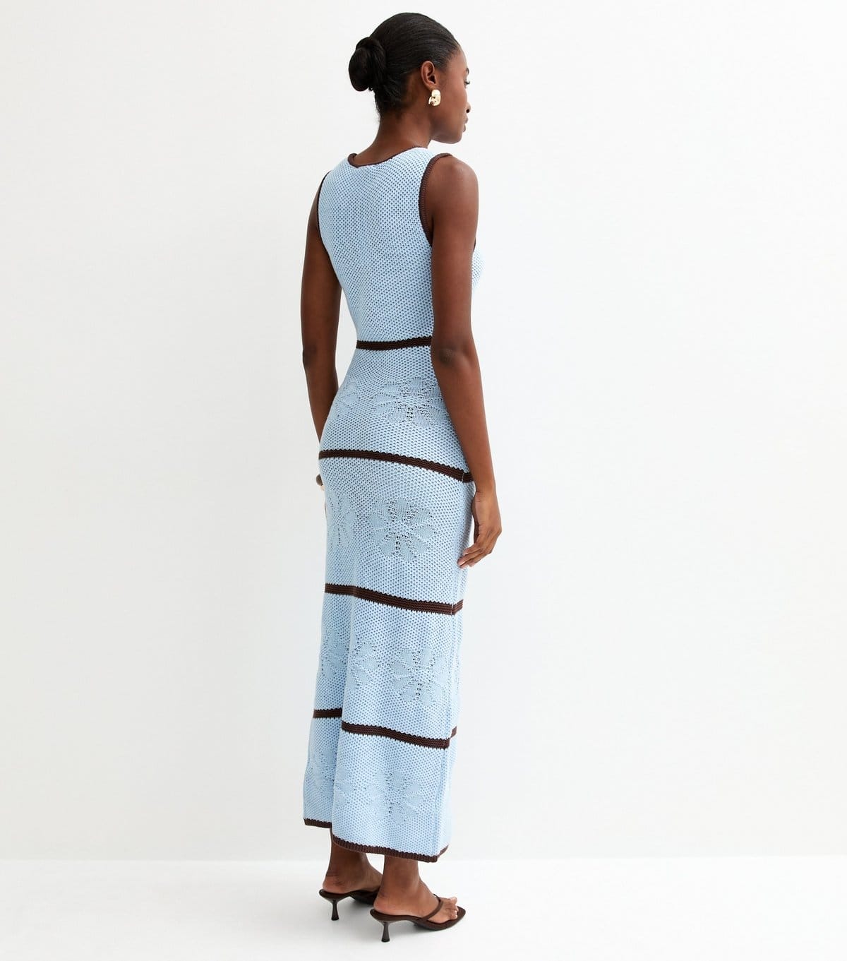 New Look Women's Blue Floral Stitch Cotton Rich Maxi Dress New Look - 4