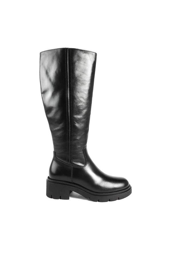 Jones Bootmaker Jones Bootmaker Women's Domino Chunky Leather Long Boots in Black - 2