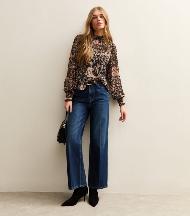 New Look Women's Black Paisley Chiffon Frill Neck Blouse New Look - 2