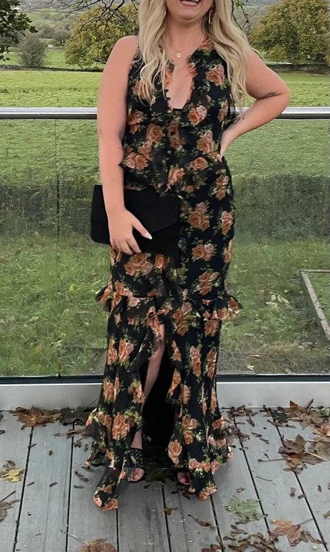 ASOS Design Asos design floral black ruffle occassion dress - 1