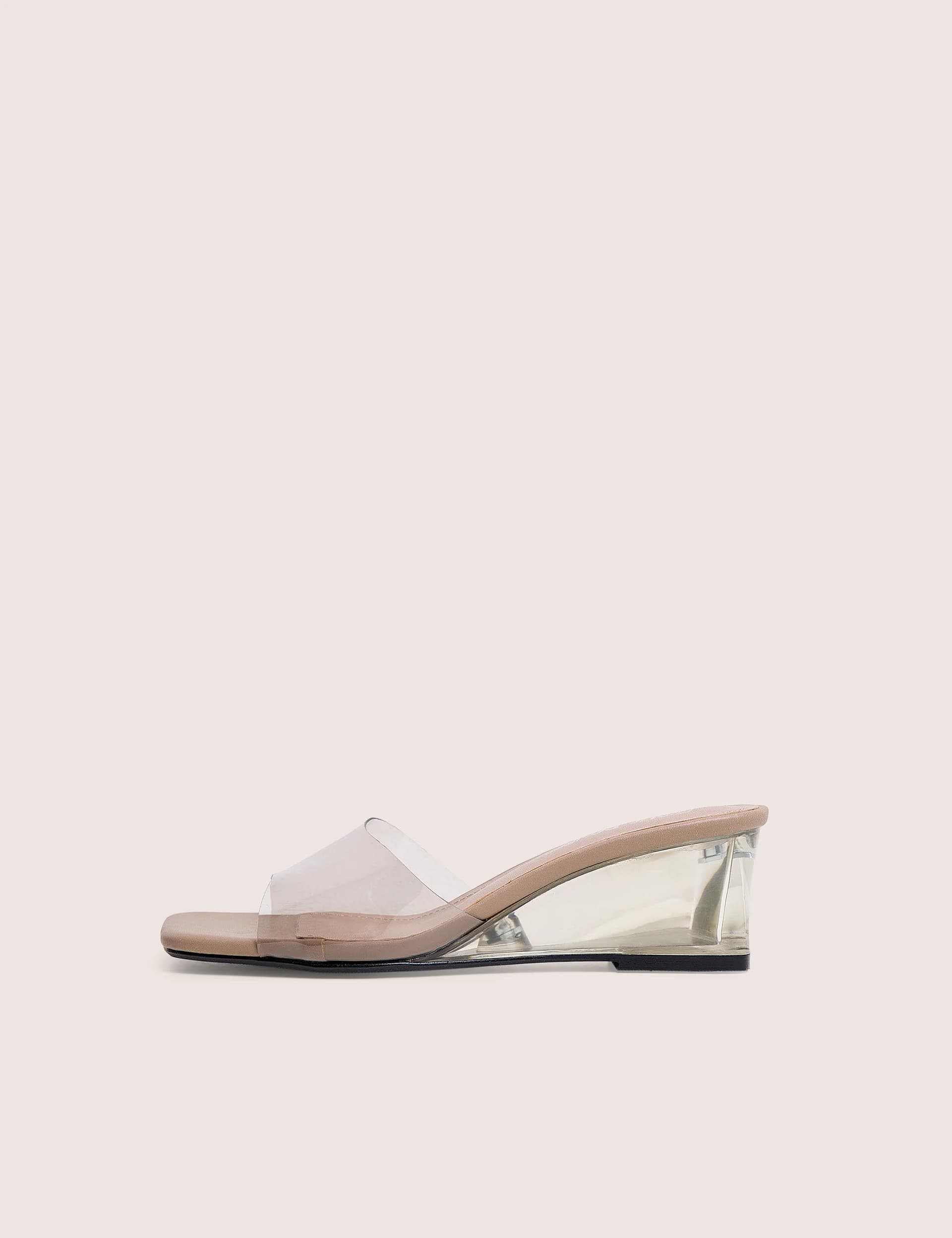 Public Desire Juno Grey Perspex Slip on Mule Heels